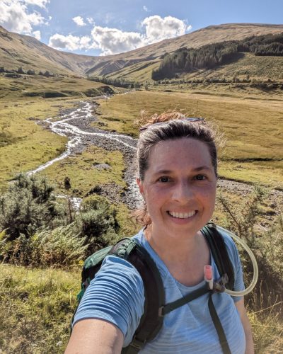 Clara along the West Highland Way in Scotland